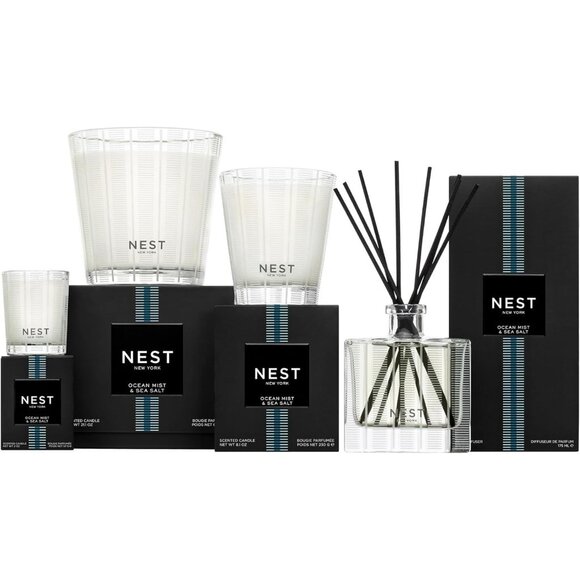 NIB Nest New York Rattan Glass Ocean Mist & Sea Salt Air Freshener Reed Diffuser - Picture 4 of 12